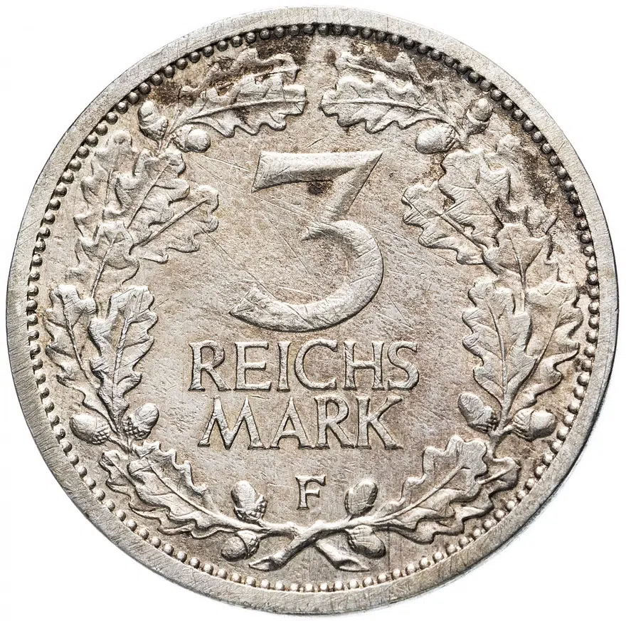3 рейхсмарки (reichsmark) 1931 "F"