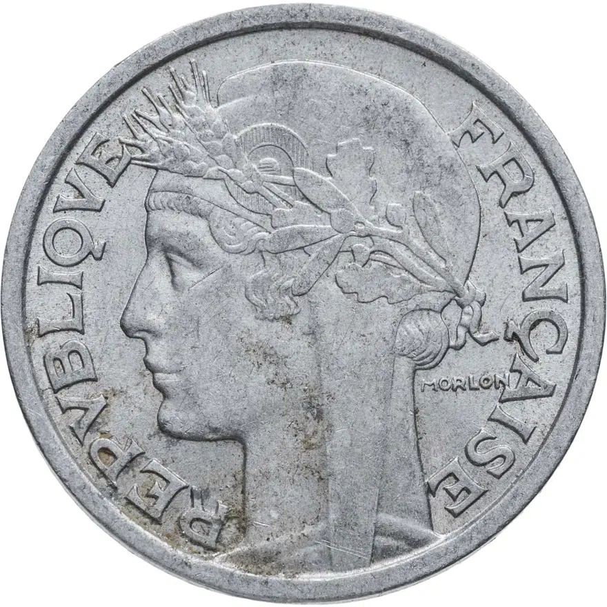 Франция 2 франка (francs) 1947   без отметки монетного двора, реверс