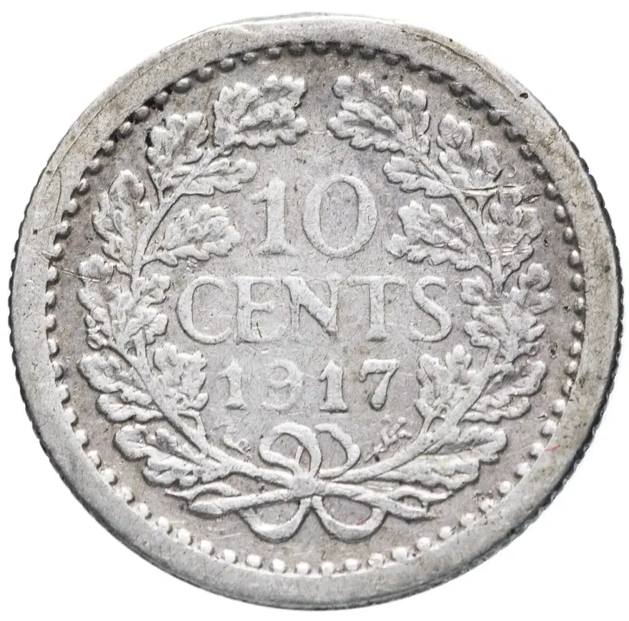 Нидерланды 10 центов (cents) 1917, реверс