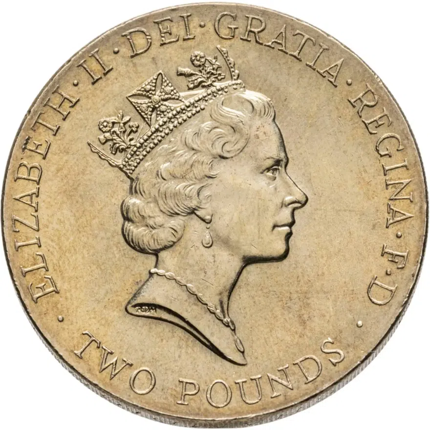 Великобритания 2 фунта (pounds) 1996 "Чемпионат Европы по футболу 1996", реверс