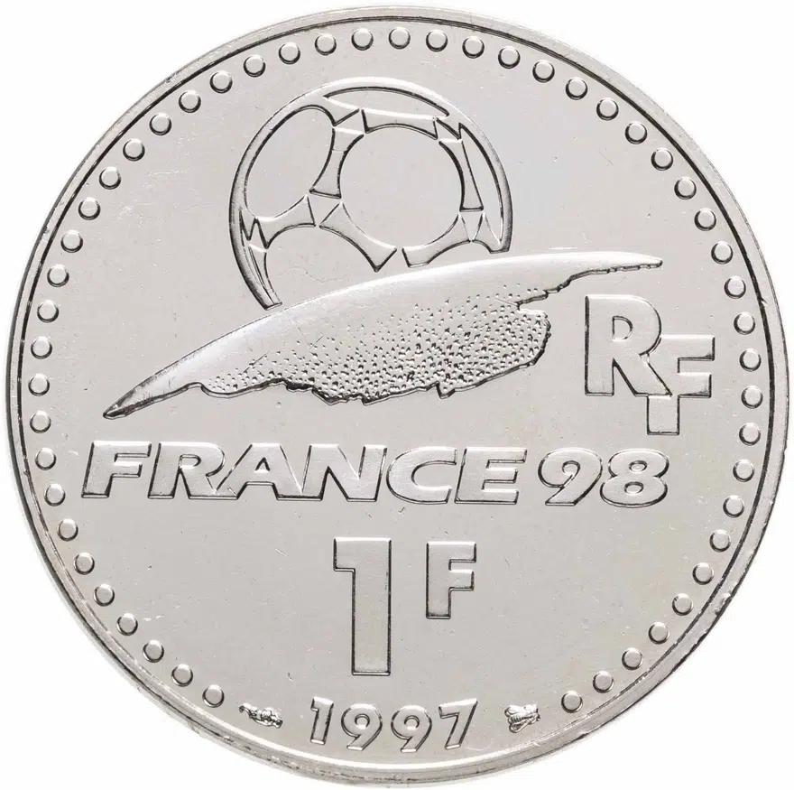 Франция 1 франк (franc) 1997  Чемпионат мира по футболу 1998, аверс