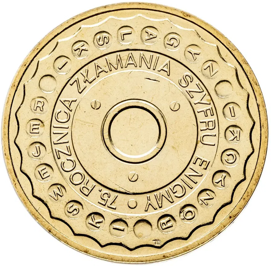 Польша 2 злотых (zlote) 2007  75 лет взлому шифровальной машины Энигма, аверс