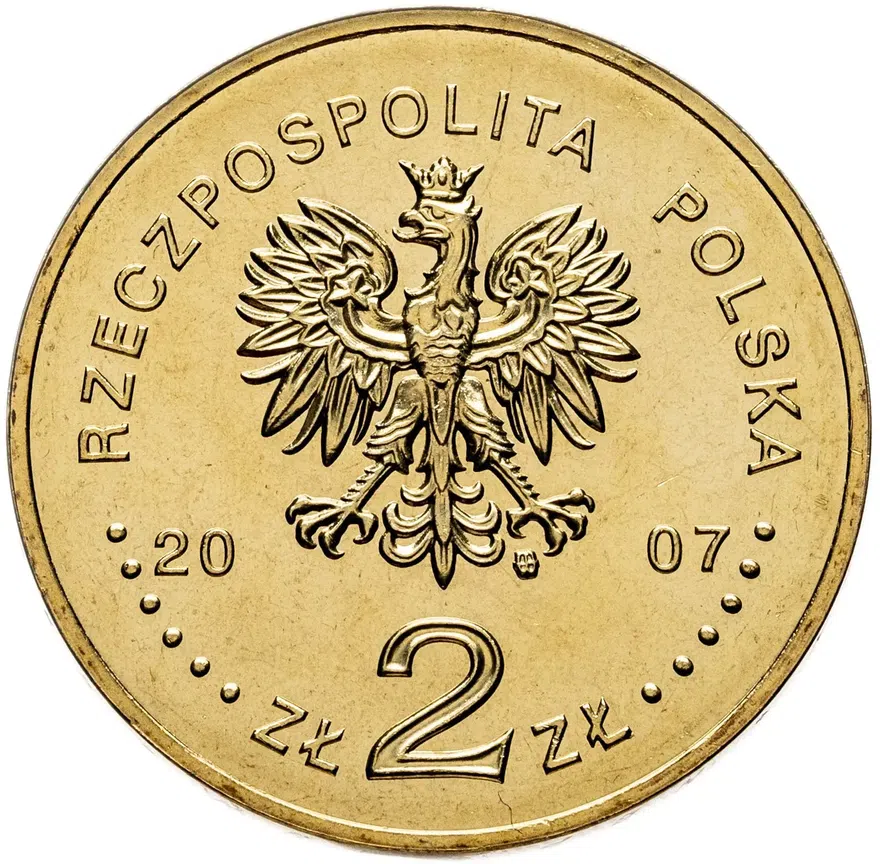 Польша 2 злотых (zlote) 2007  75 лет взлому шифровальной машины Энигма, реверс