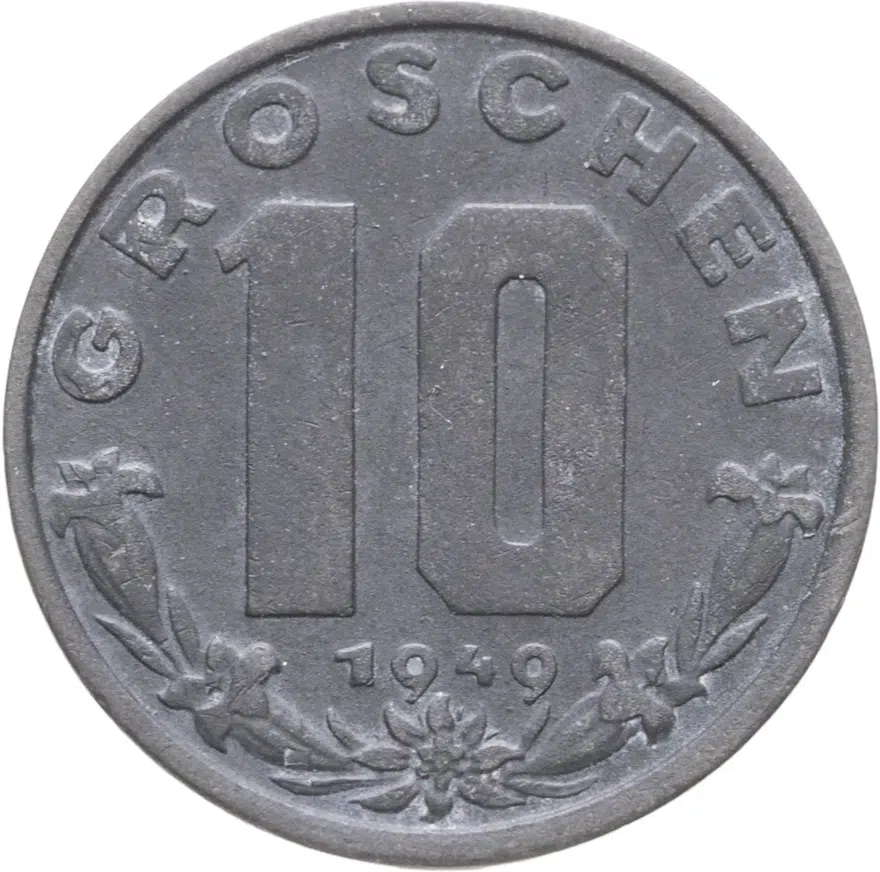 Австрия 10 грошей (groschen) 1949