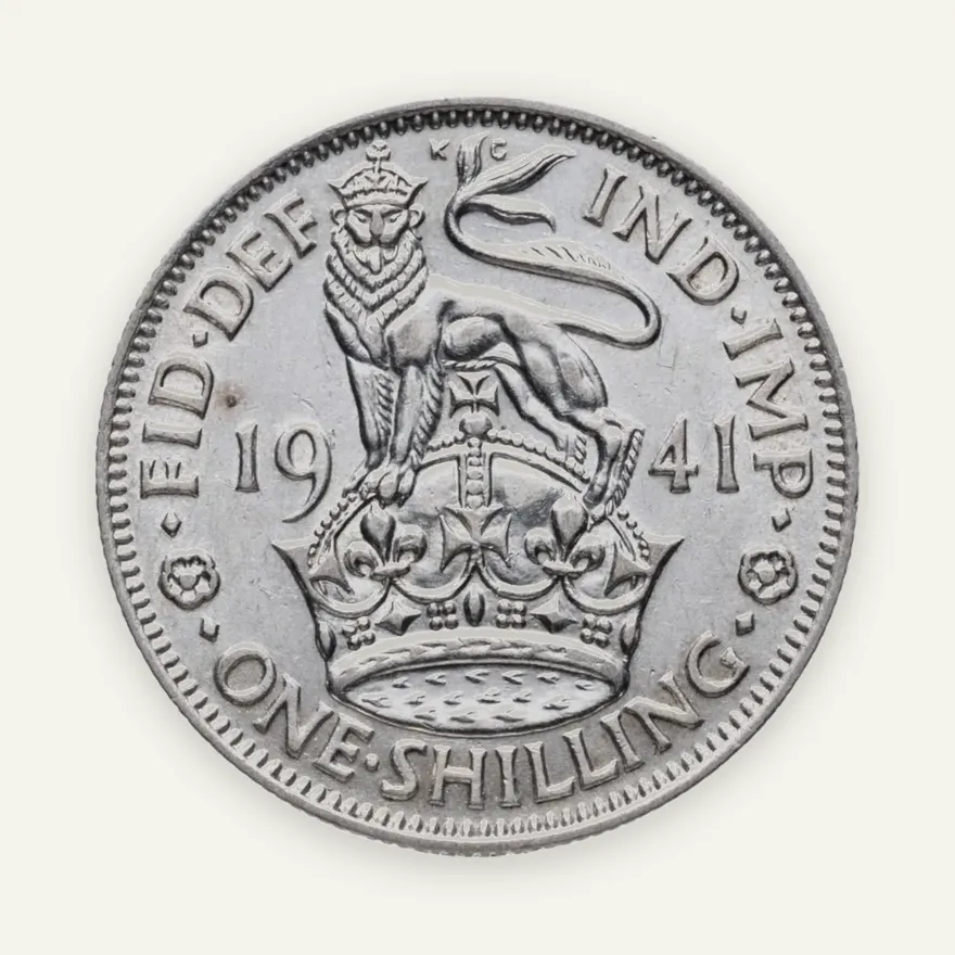 Великобритания 1 шиллинг (shilling) 1941   Английский шиллинг - лев, стоящий на короне