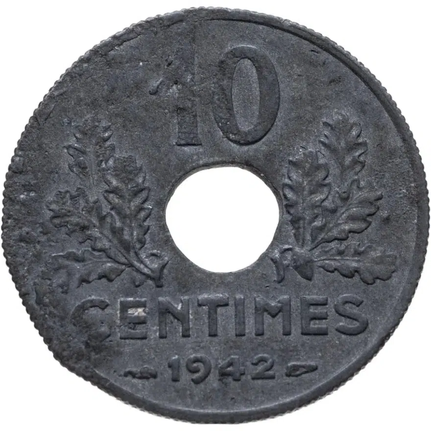 Франция 10 сантимов (centimes) 1942  ÉTAT FRANÇAIS, аверс