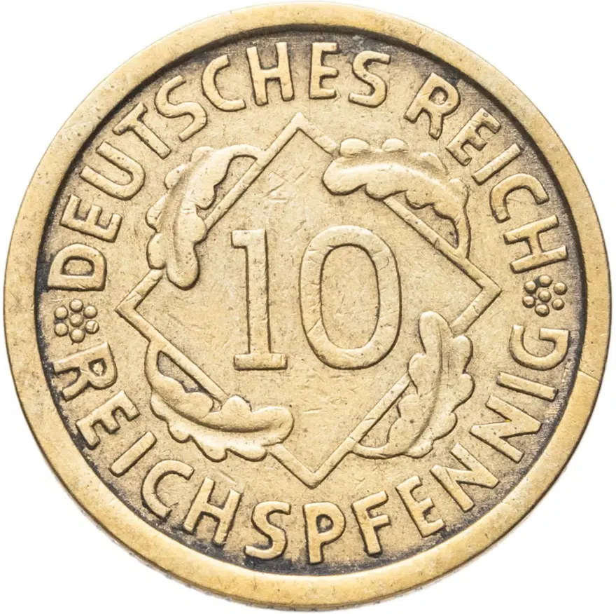 Германия 10 рейхспфеннигов (reichspfennig) 1930 A  знак монетного двора "A" — Берлин