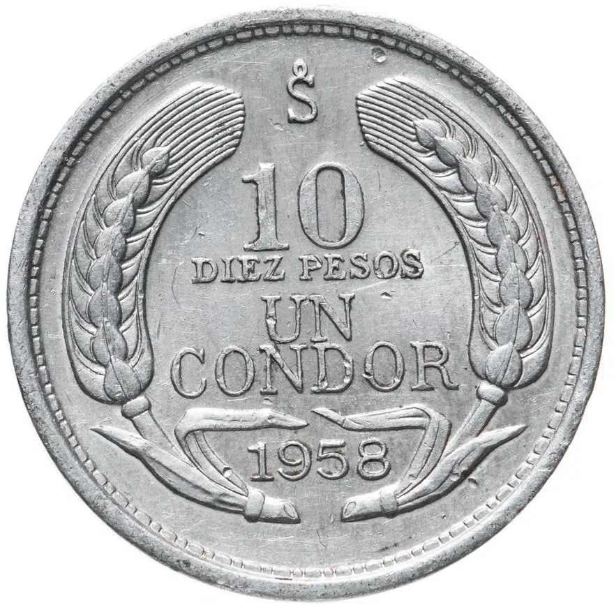 Чили 10 песо (pesos) 1958
