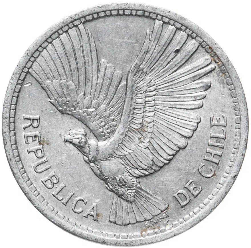Чили 10 песо (pesos) 1958, реверс