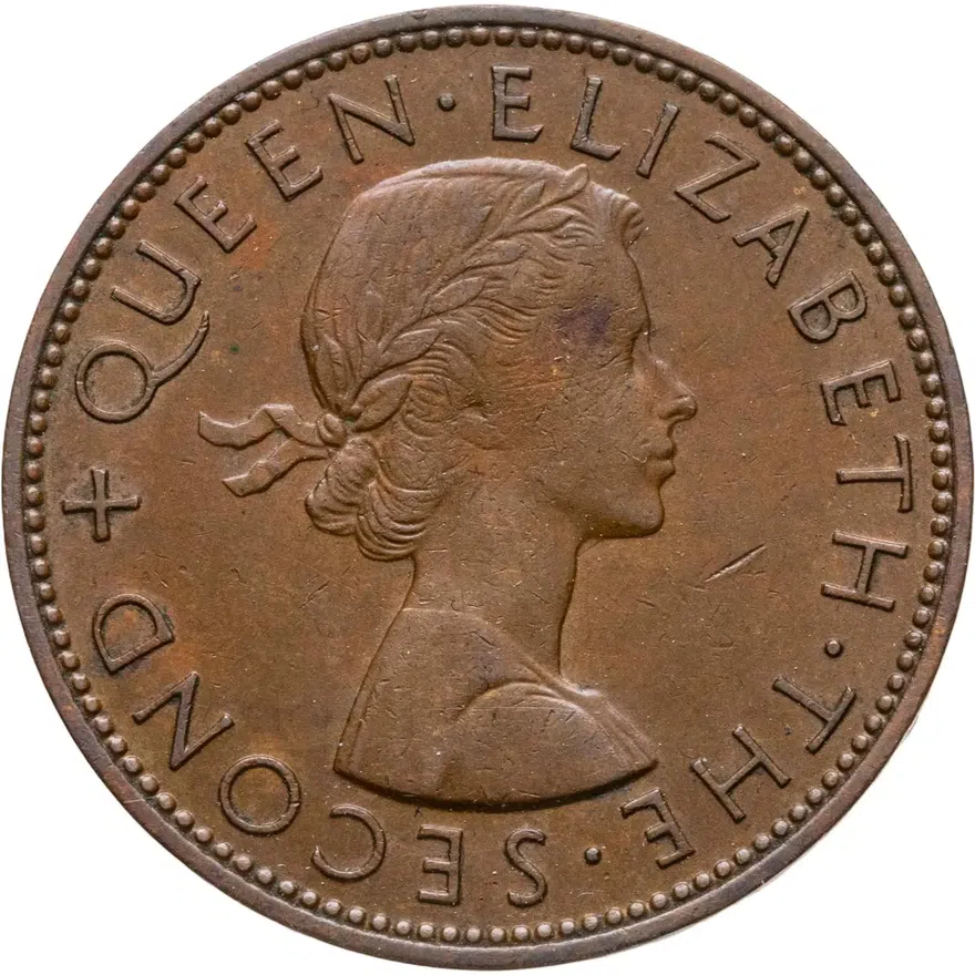 Новая Зеландия 1 пенни (penny) 1958, аверс