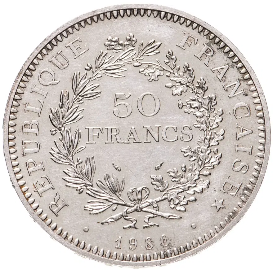 Франция 50 франков (francs) 1980, реверс