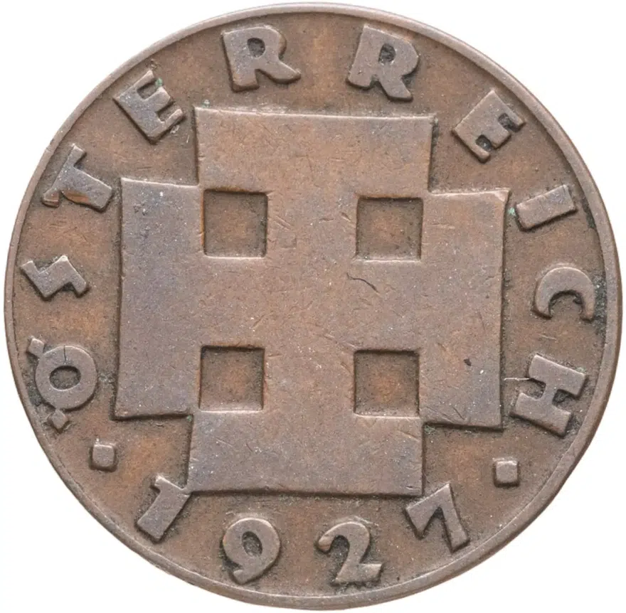 Австрия 2 гроша (groschen) 1927, реверс