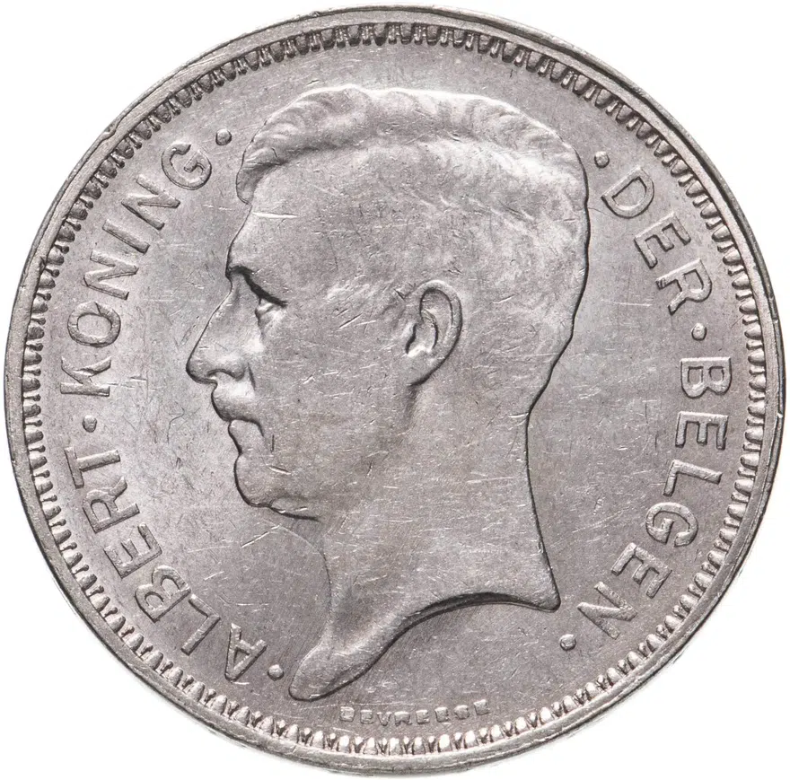 Бельгия 20 франков (francs) 1934  Надпись на голландском - 'ALBERT KONING DER BELGEN'