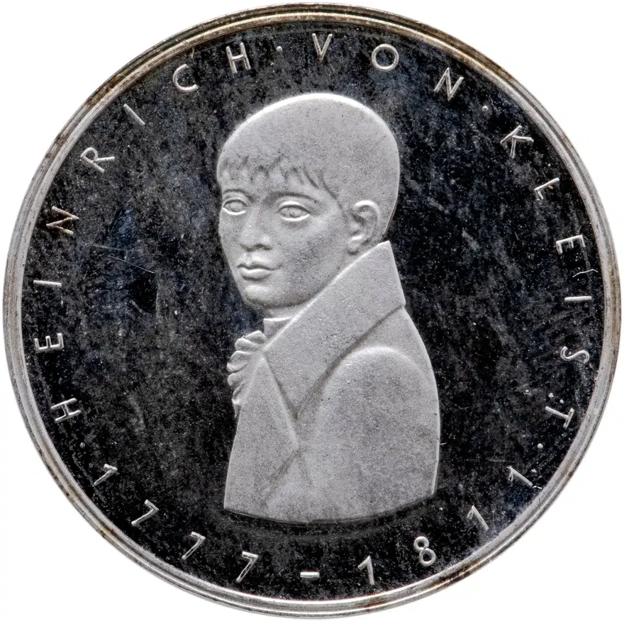 Германия 5 марок (deutsche mark) 1977  200 лет со дня рождения Генриха фон Клейста, аверс