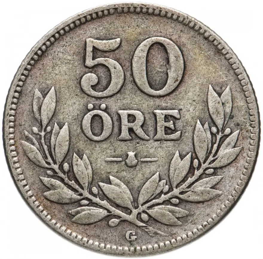 Швеция 50 эре (ore) 1936, реверс