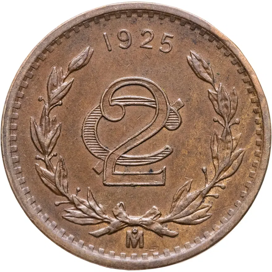 Мексика 2 сентаво (centavos) 1925, реверс