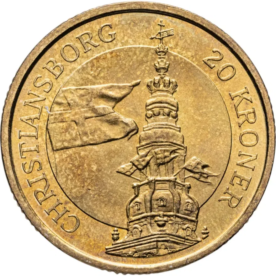 Дания 20 крон (kroner) 2003 "Башня Кристиансборгского дворца", реверс