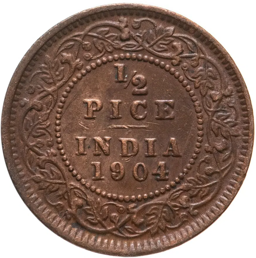 Индия (Британская) 1/2 пайса (pice) 1904, реверс