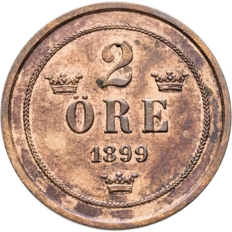 Швеция 2 эре (ore) 1899, аверс