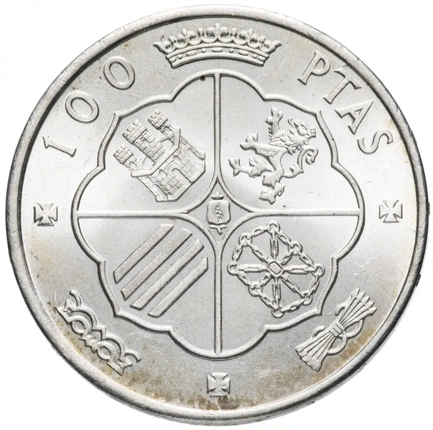 Испания 100 песет (pesetas) 1966, реверс