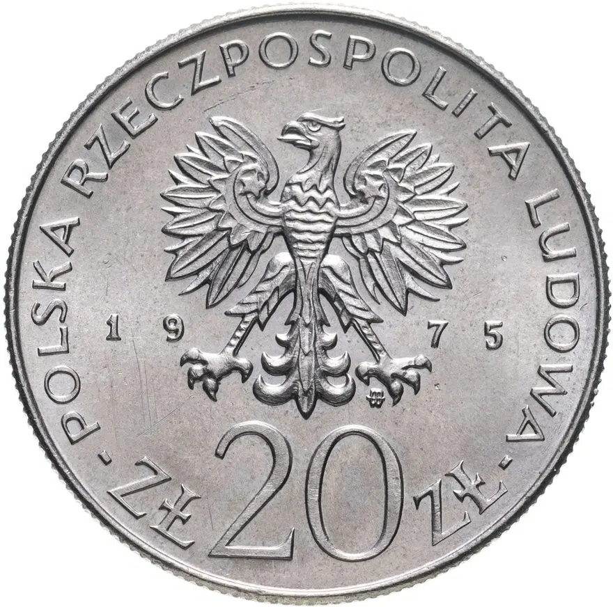 Польша 20 злотых (zlotych) 1975  Международный год женщины, реверс