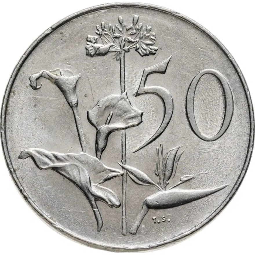ЮАР 50 центов (cents) 1968  Окончание президентства Чарльза Сварта /SUID-AFRIKA/, реверс