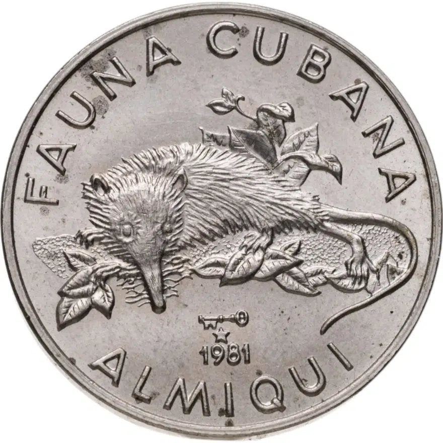Куба 1 песо (peso) 1981 "Фауна Кубы - Кубинский щелезуб", аверс