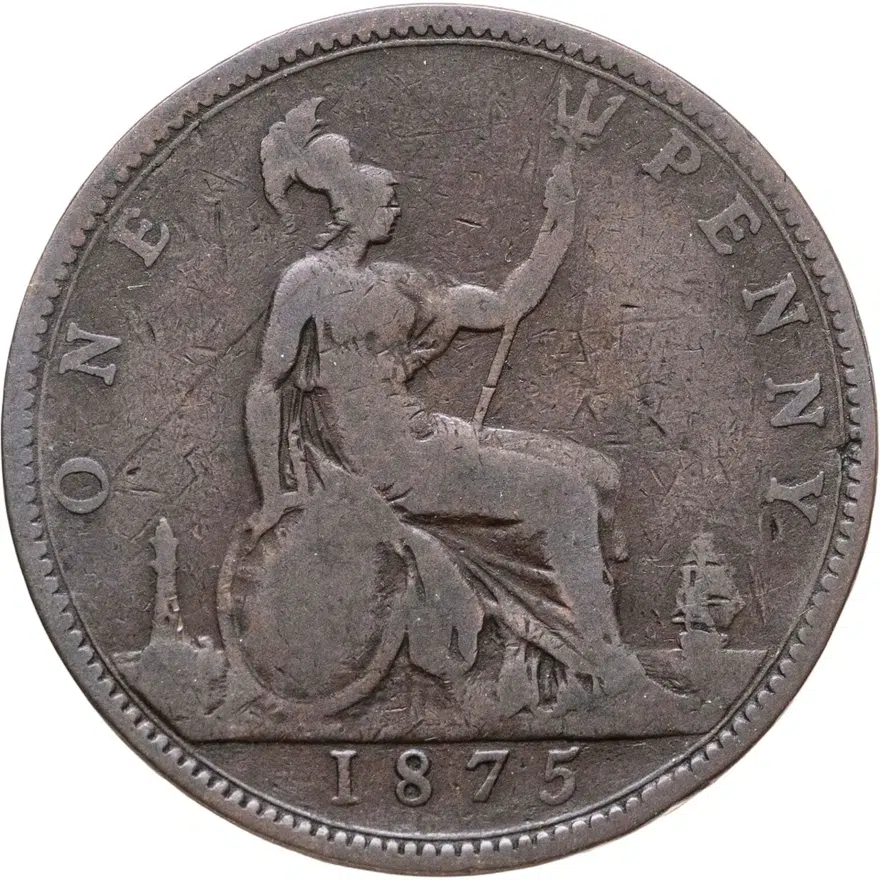 Великобритания 1 пенни (penny) 1875 Без отметки монетного двора, реверс