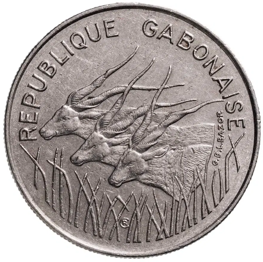 Габон 100 франков (francs) 1971, реверс