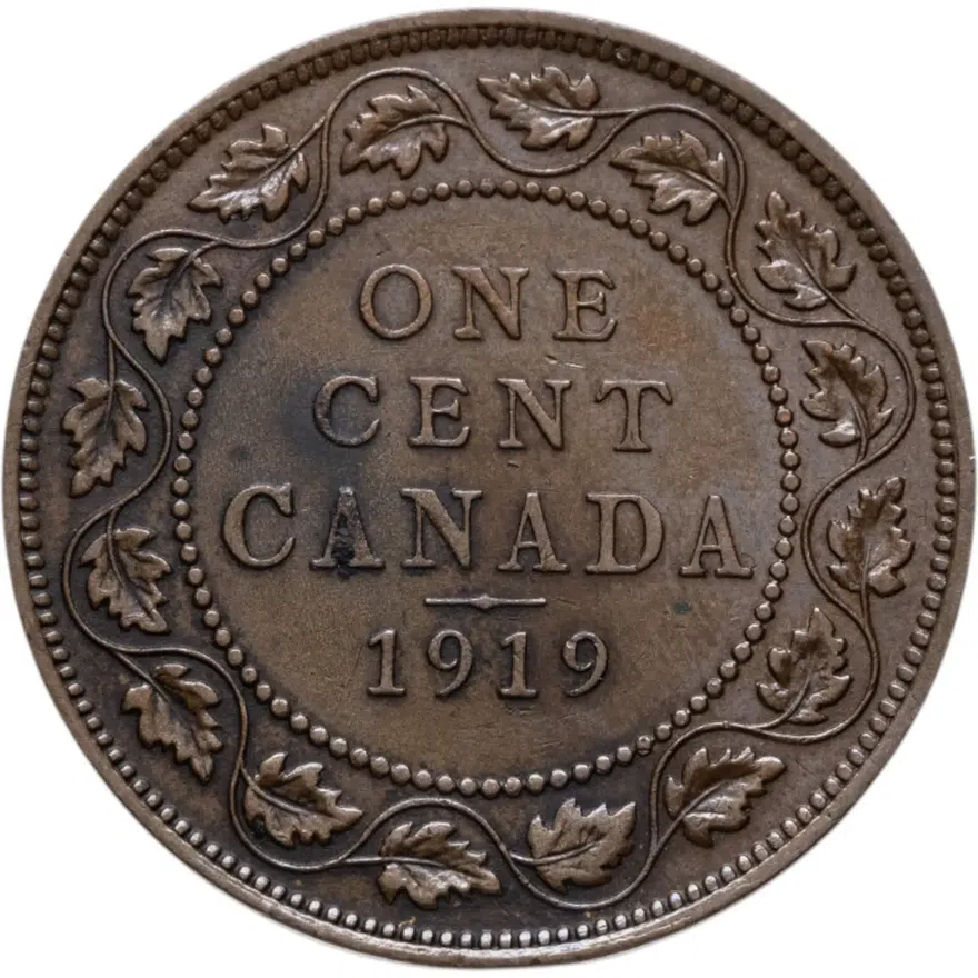 Канада 1 цент (cent) 1919, аверс