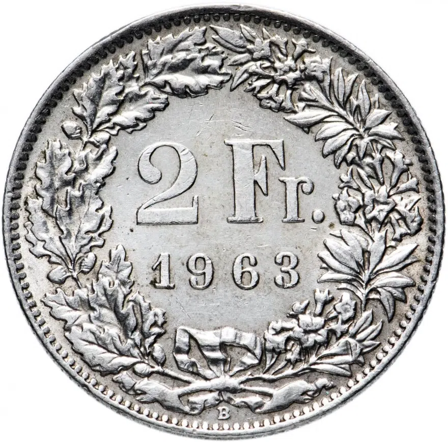 Швейцария 2 франка 1963, аверс