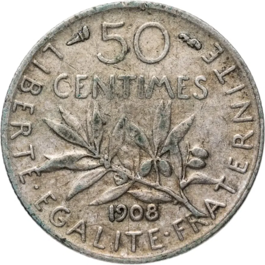 Франция 50 сантимов 1908