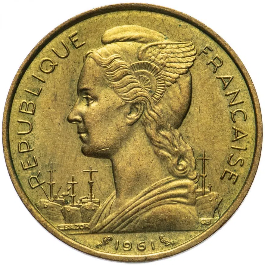 Реюньон (заморский регион Франции) 20 франков (francs) 1961