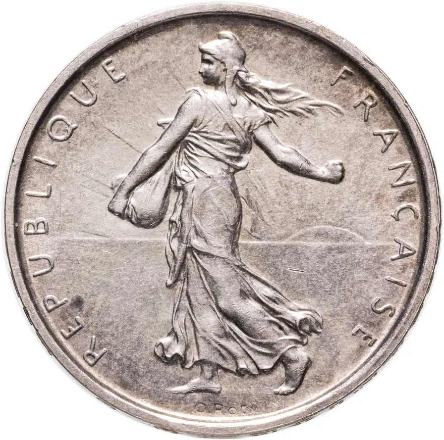 Франция 5 франков 1969, реверс