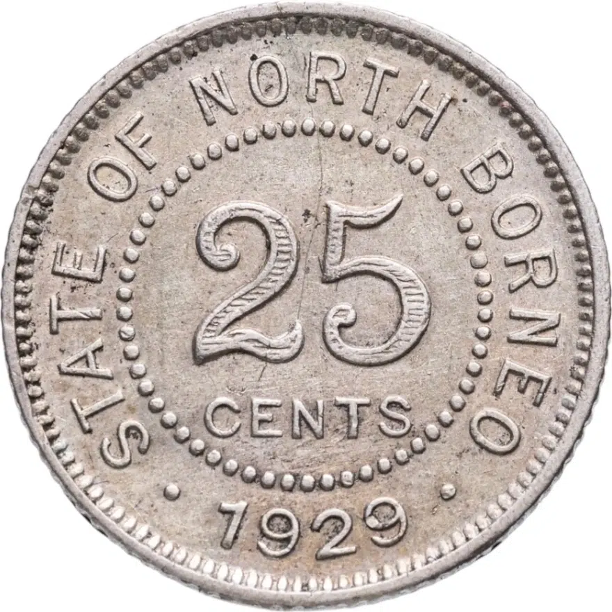 Британское Северное Борнео 25 центов (cents) 1929