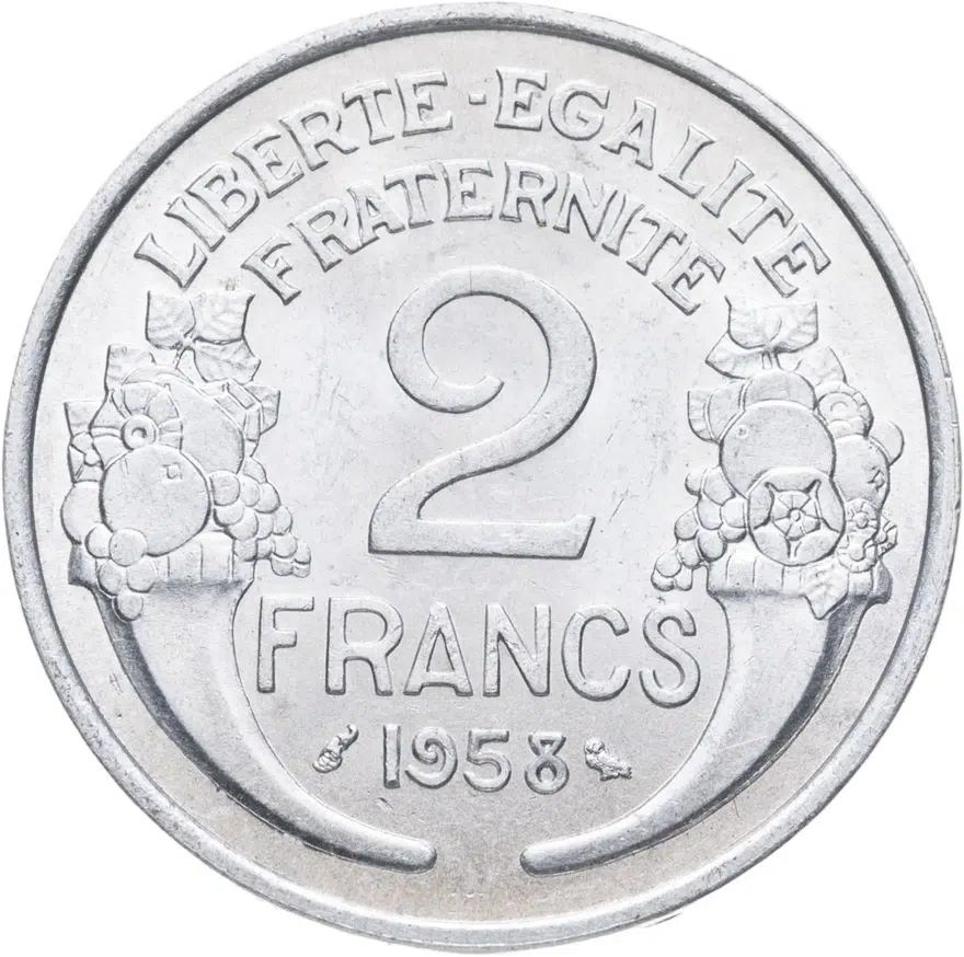 Франция 2 франка (francs) 1958, реверс