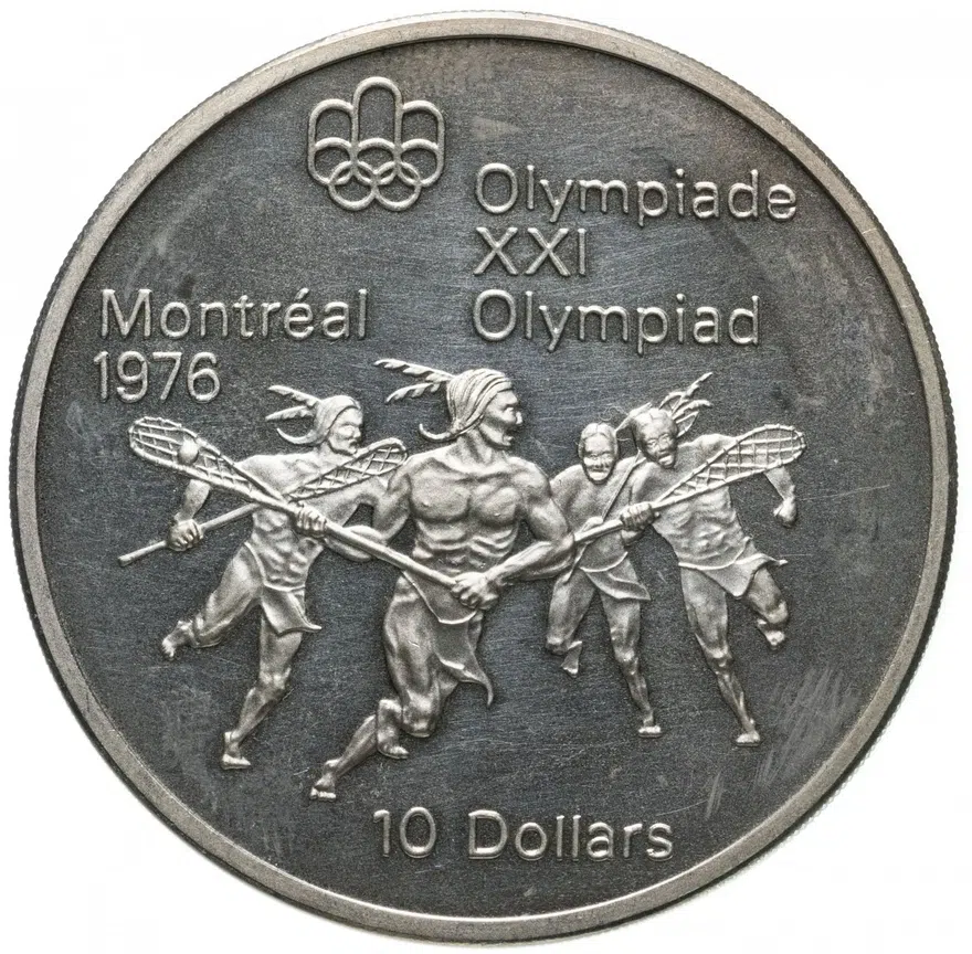 Канада 10 долларов (dollars) 1974 "XXI летние Олимпийские Игры, Монреаль 1976: Лакросс"