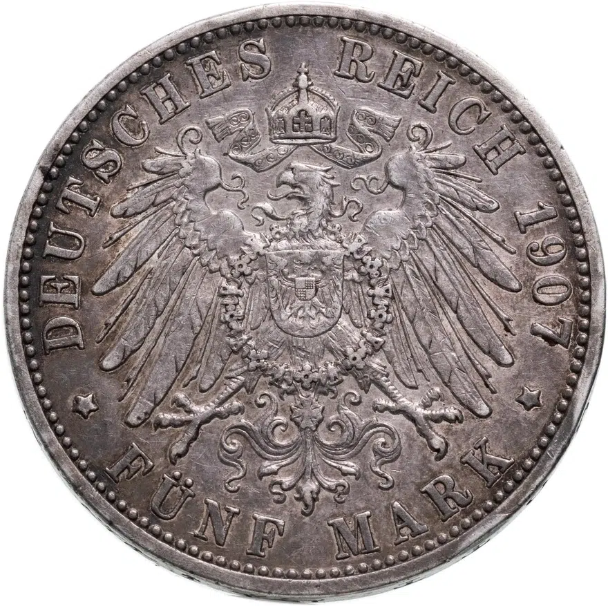 Германия (Империя) 5 марок (mark) 1907 Баден, реверс