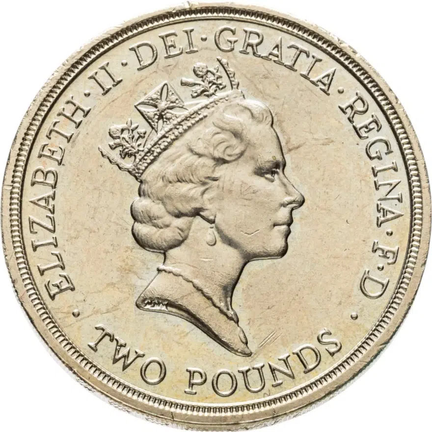 Великобритания 2 фунта (pounds) 1995 "50 лет ООН", реверс