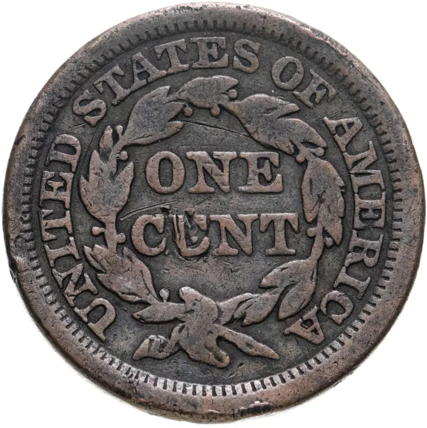 США 1 цент 1853  Liberty Head Cent, аверс