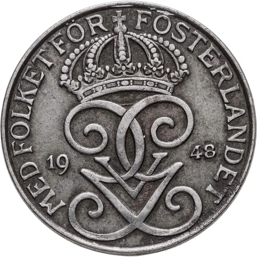 Швеция 5 эре (ore) 1948, реверс