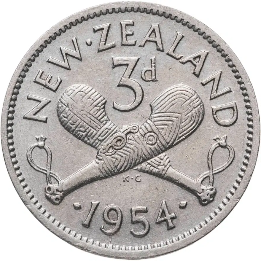 Новая Зеландия 3 пенса (pence) 1954, аверс