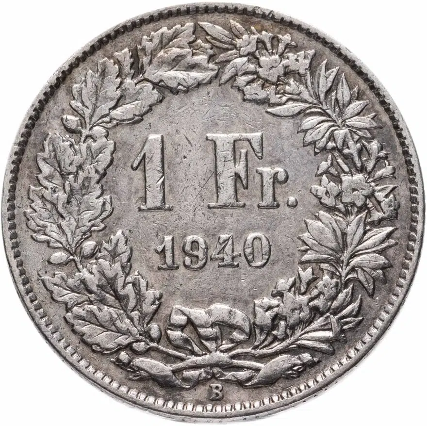Швейцария 1 франк 1940, аверс