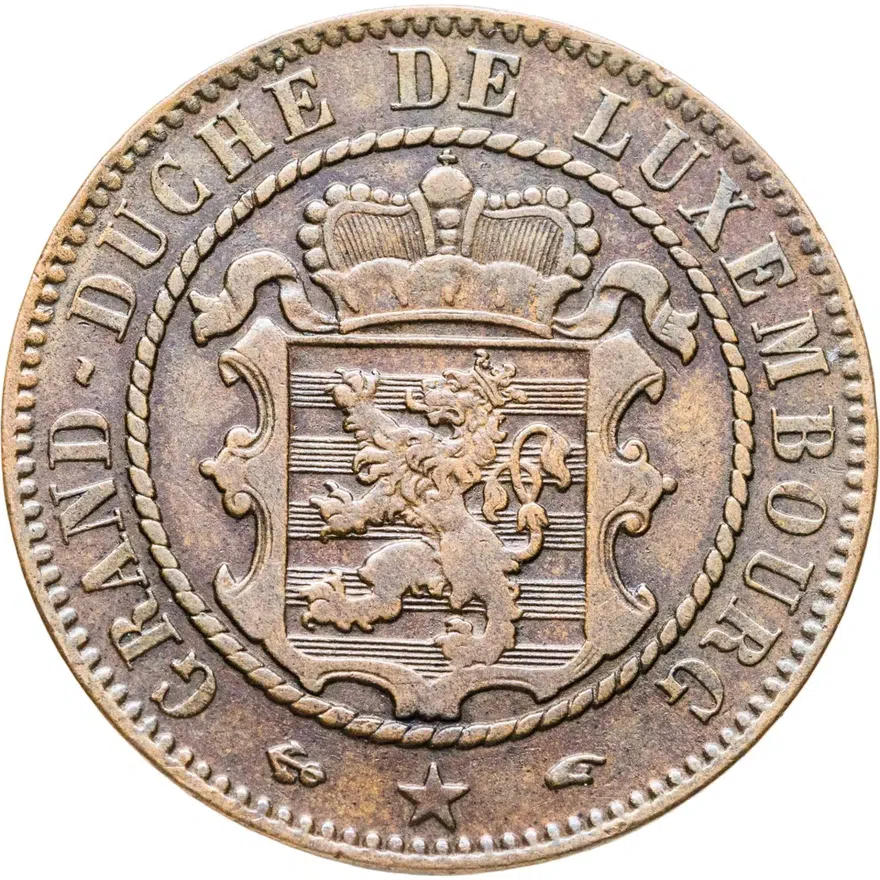 Люксембург 10 сантимов (centimes) 1860, реверс