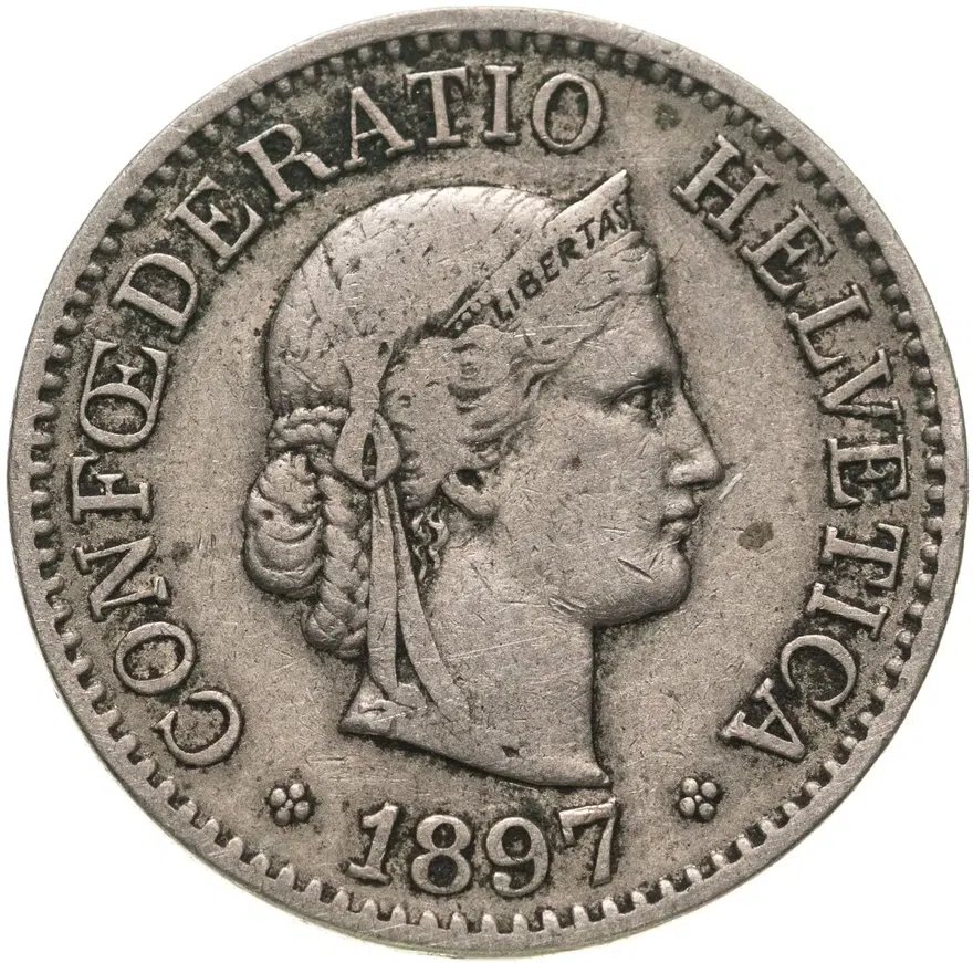 Швейцария 10 раппенов (rappen) 1897, реверс