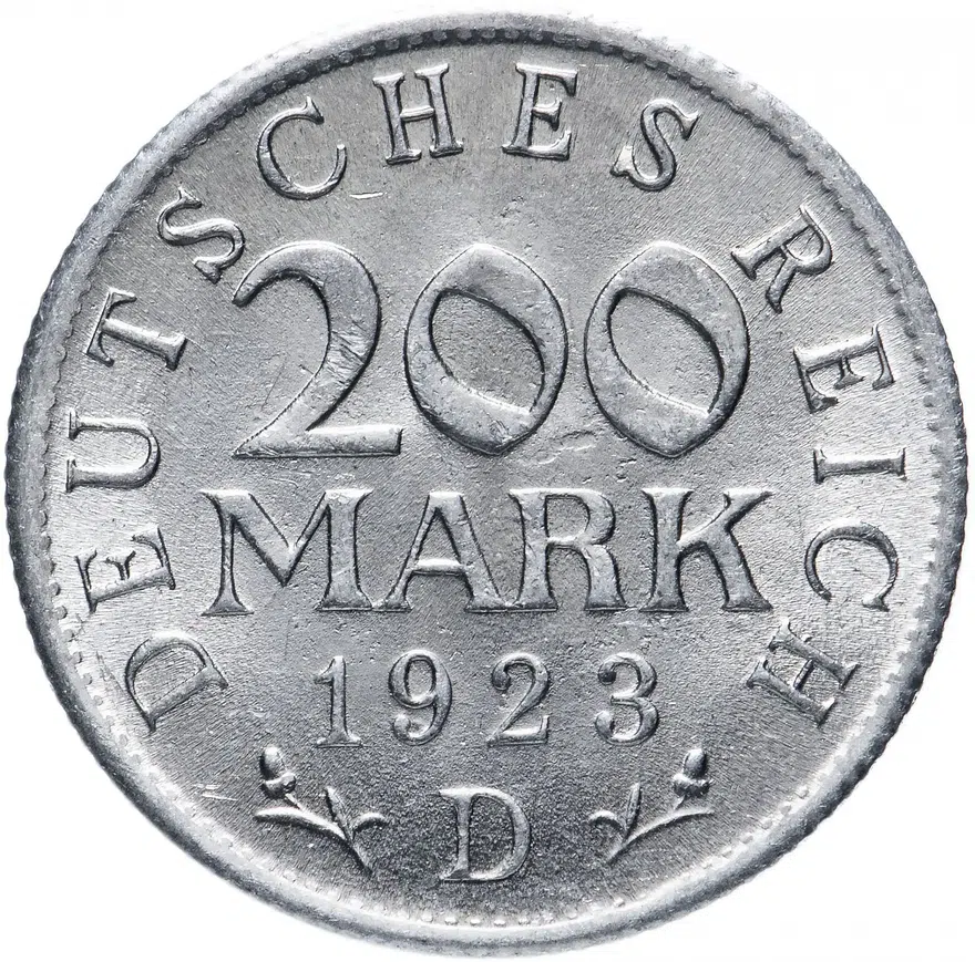 Германия (Веймарская республика) 200 марок 1923 случайный монетный двор, аверс
