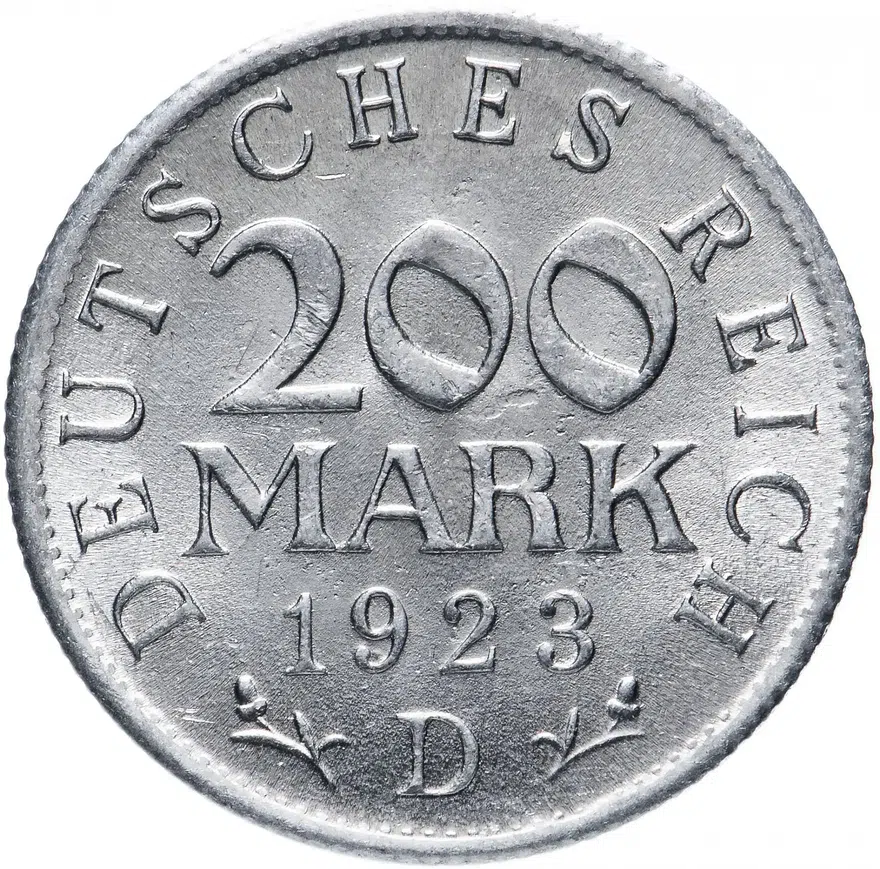 Германия (Веймарская республика) 200 марок 1923 случайный монетный двор, реверс