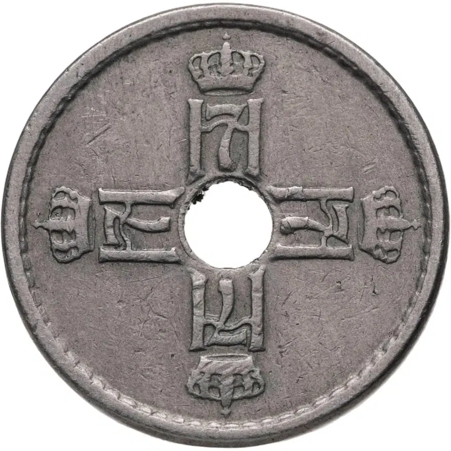 Норвегия 25 эре (ore) 1939, реверс