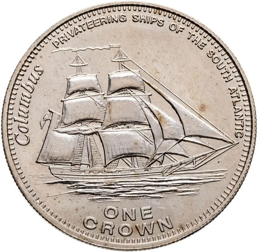 Тристан-да-Кунья 1 крона (crown) 2006 "Каперские суда Южной Атлантики - Columbus"