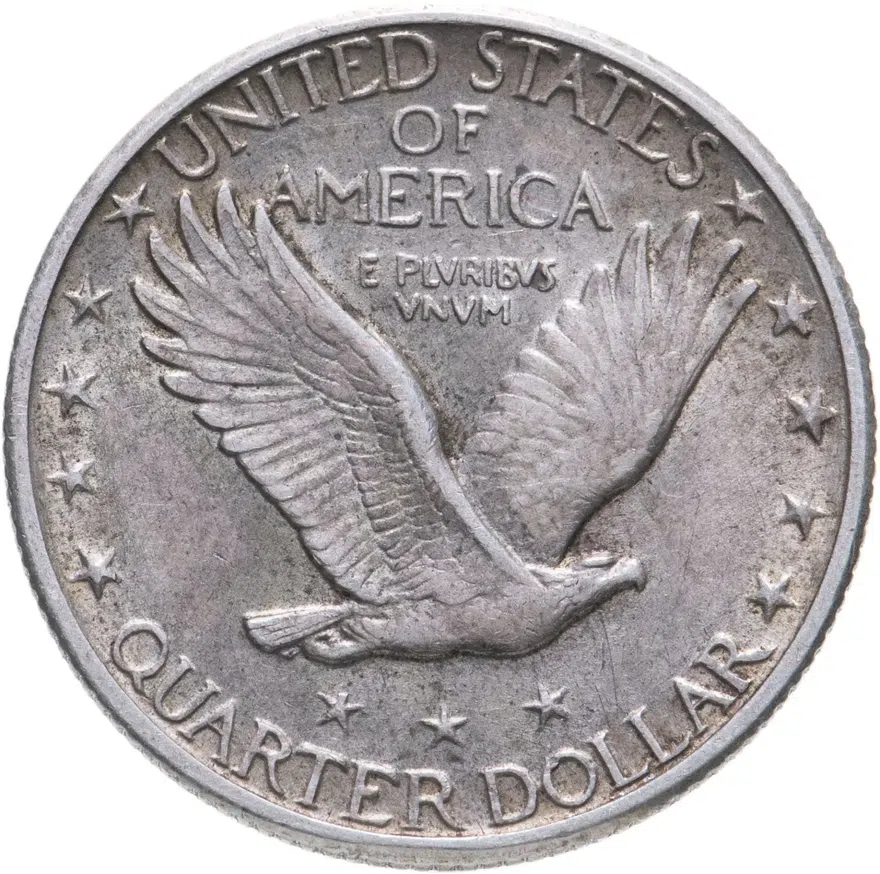 США 25 центов (квотер, 1/4 доллара, quarter dollar) 1930  Standing Liberty Quarter Без отметки монетного двора, реверс